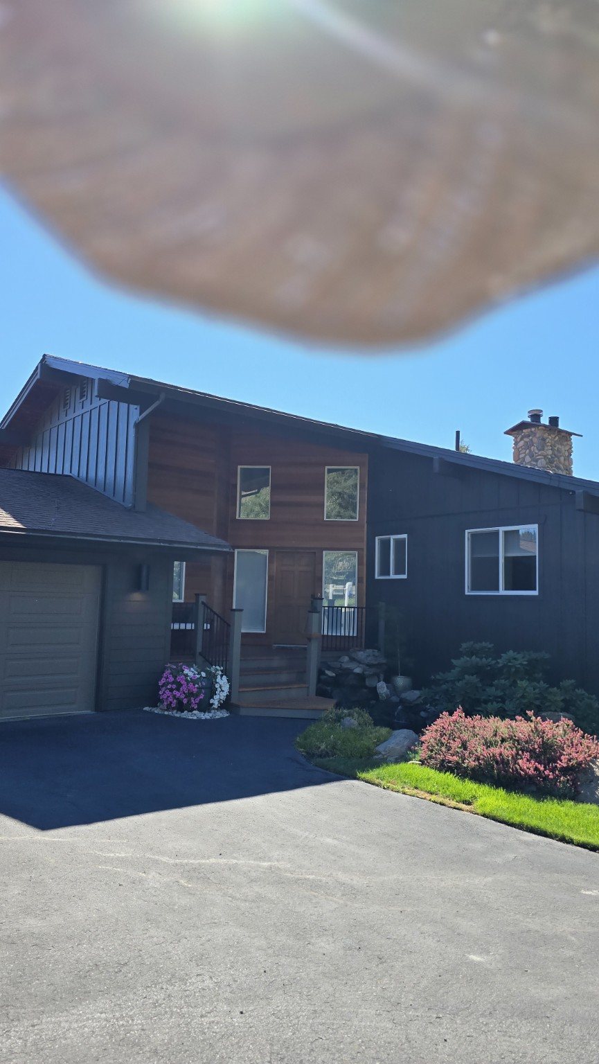 Completed cedar entry renovation wide front view