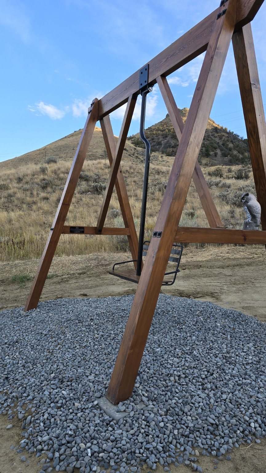 Custom heavy timber chairlift swing