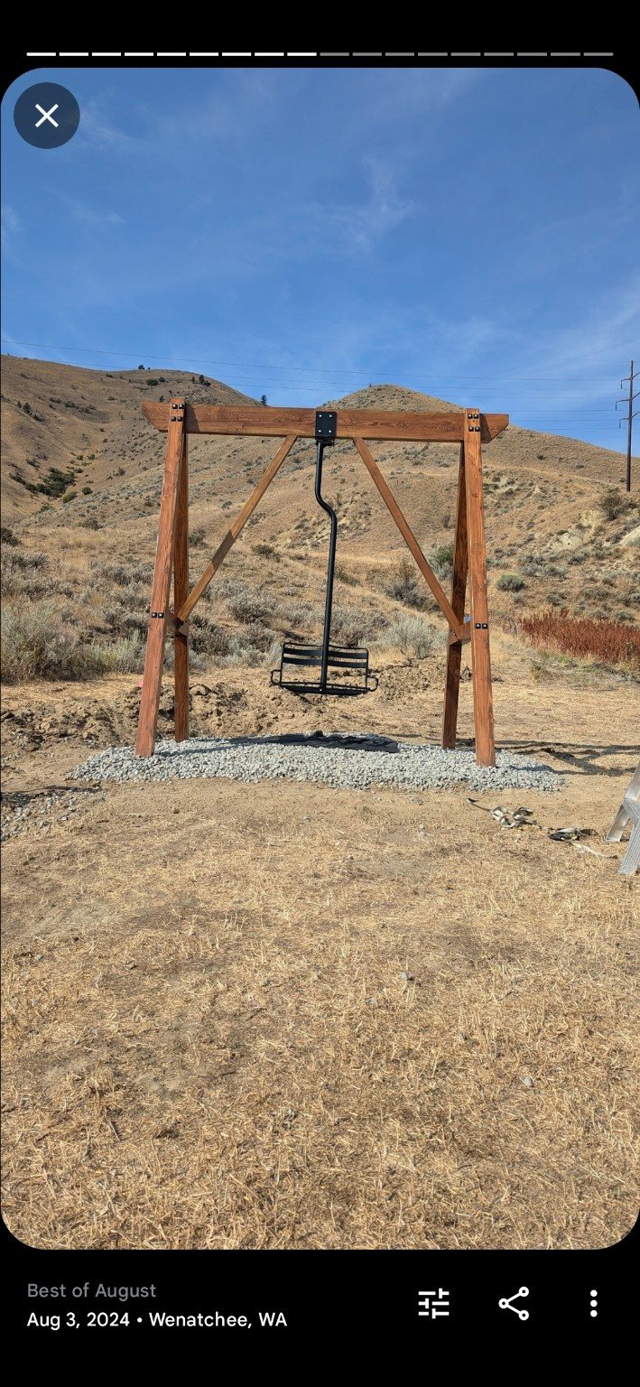 Custom chairlift swing front view